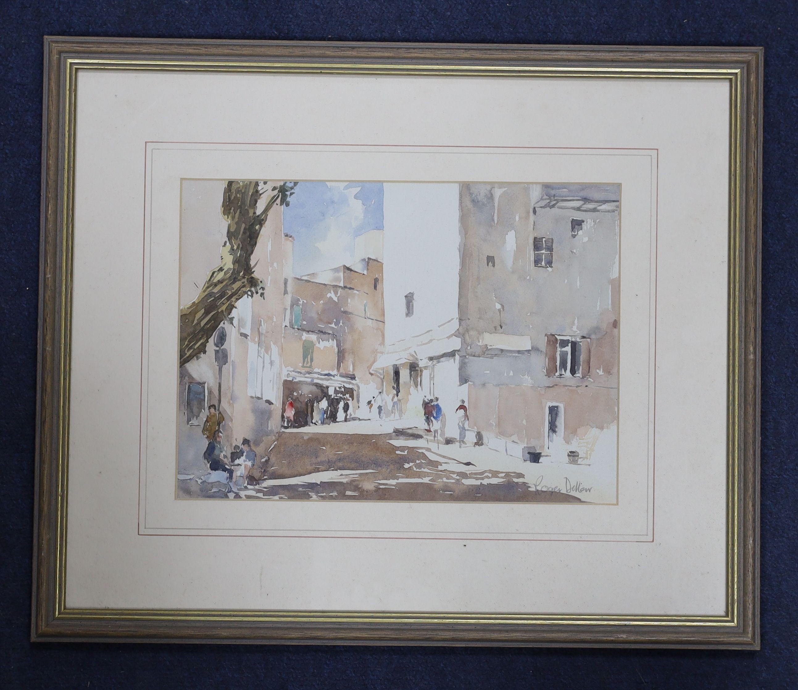 Roger Dellar, watercolour, Spanish street scene, signed, 20 x 28cm.